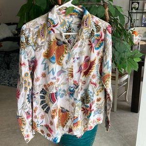 Dylan Women's Size Small Multicolor Floral Collar Button down Long Sleeve Shirt